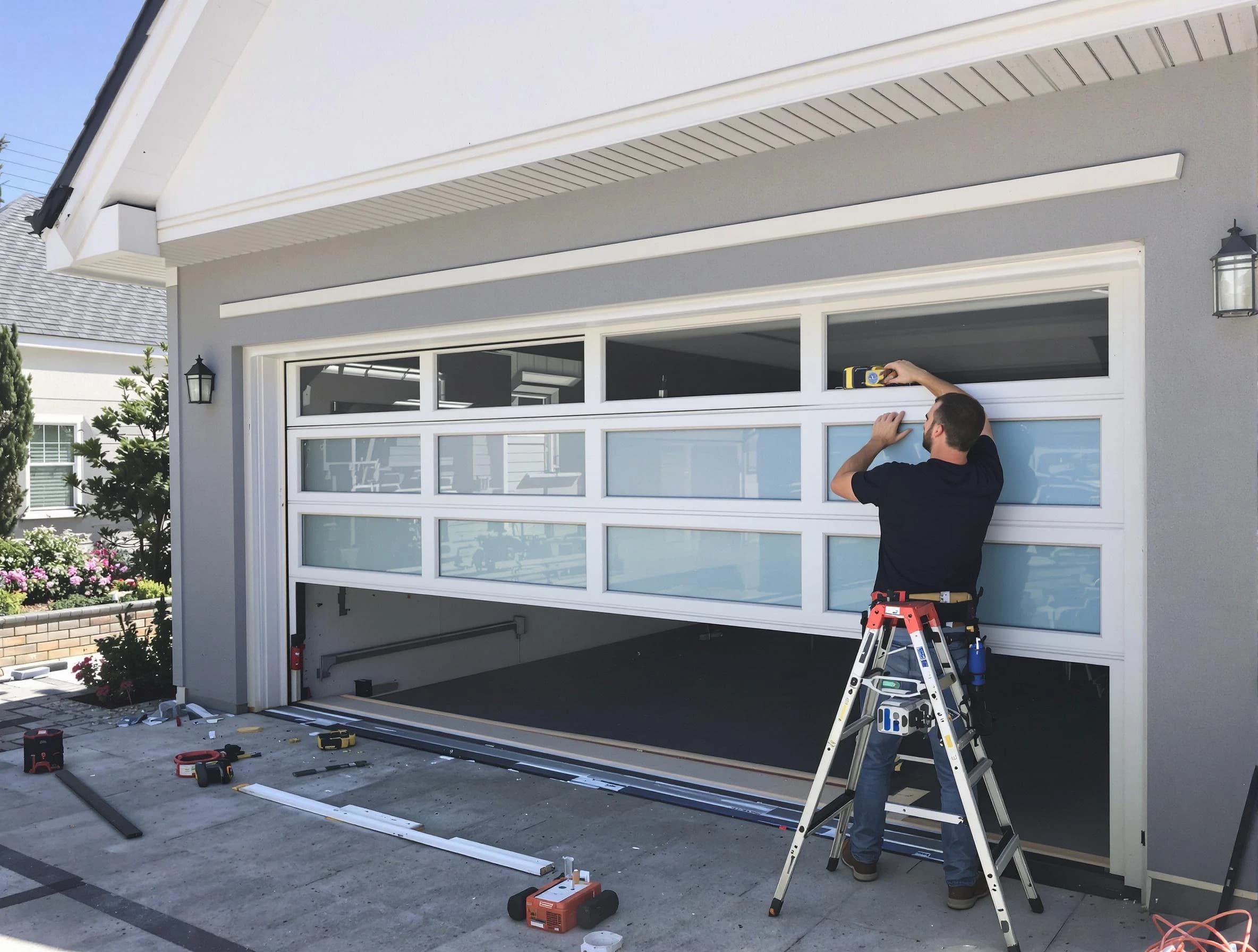 Conley Garage Door Repair team performing garage door replacement in Conley