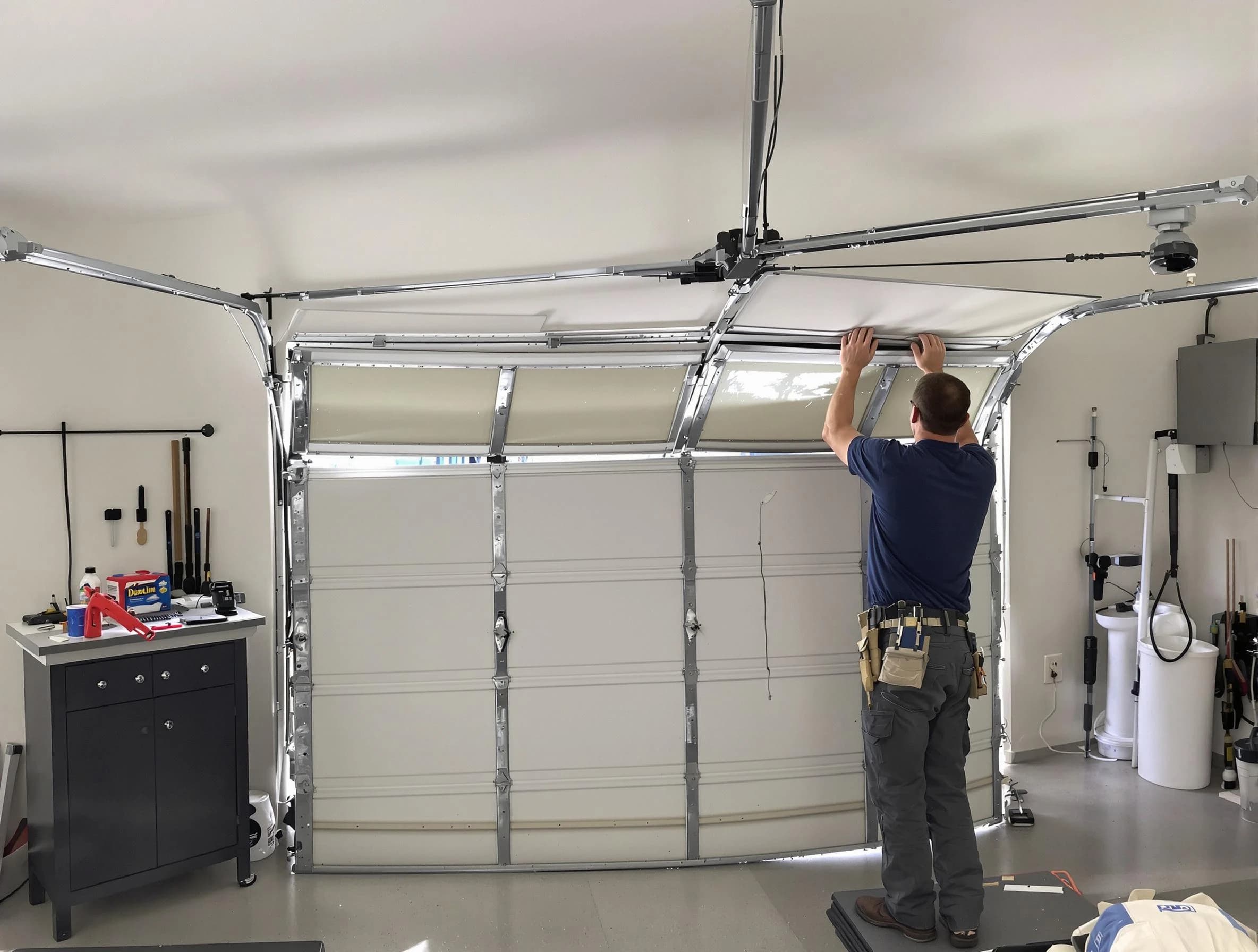 Conley Garage Door Repair specialist performing precise section replacement on Conley garage door