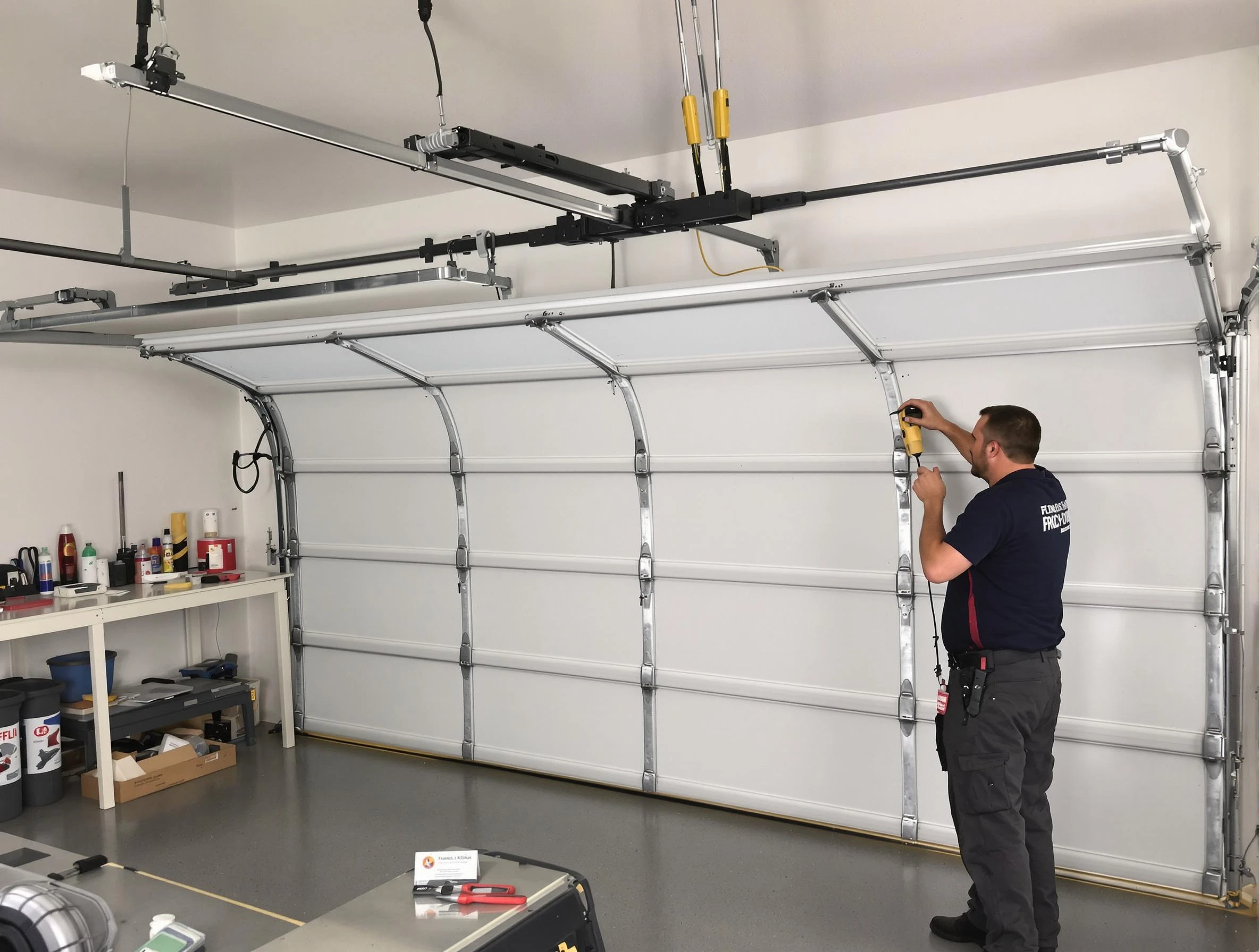 Conley Garage Door Repair certified technician performing overhead door system repair in Conley