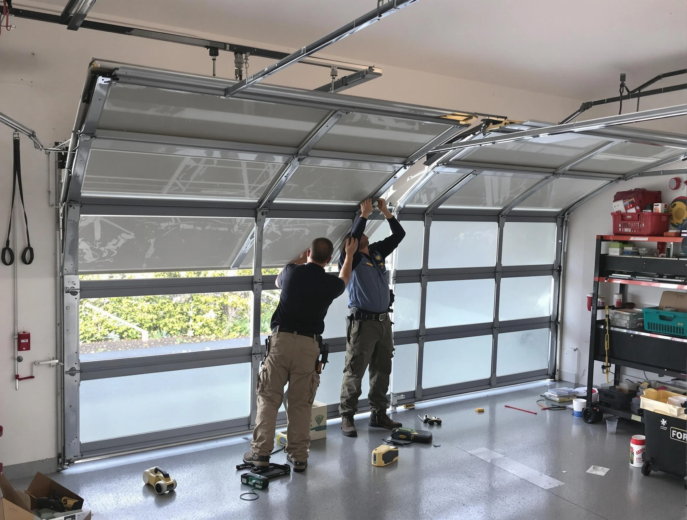 Conley Garage Door Repair expert performing precise panel replacement on Conley garage door
