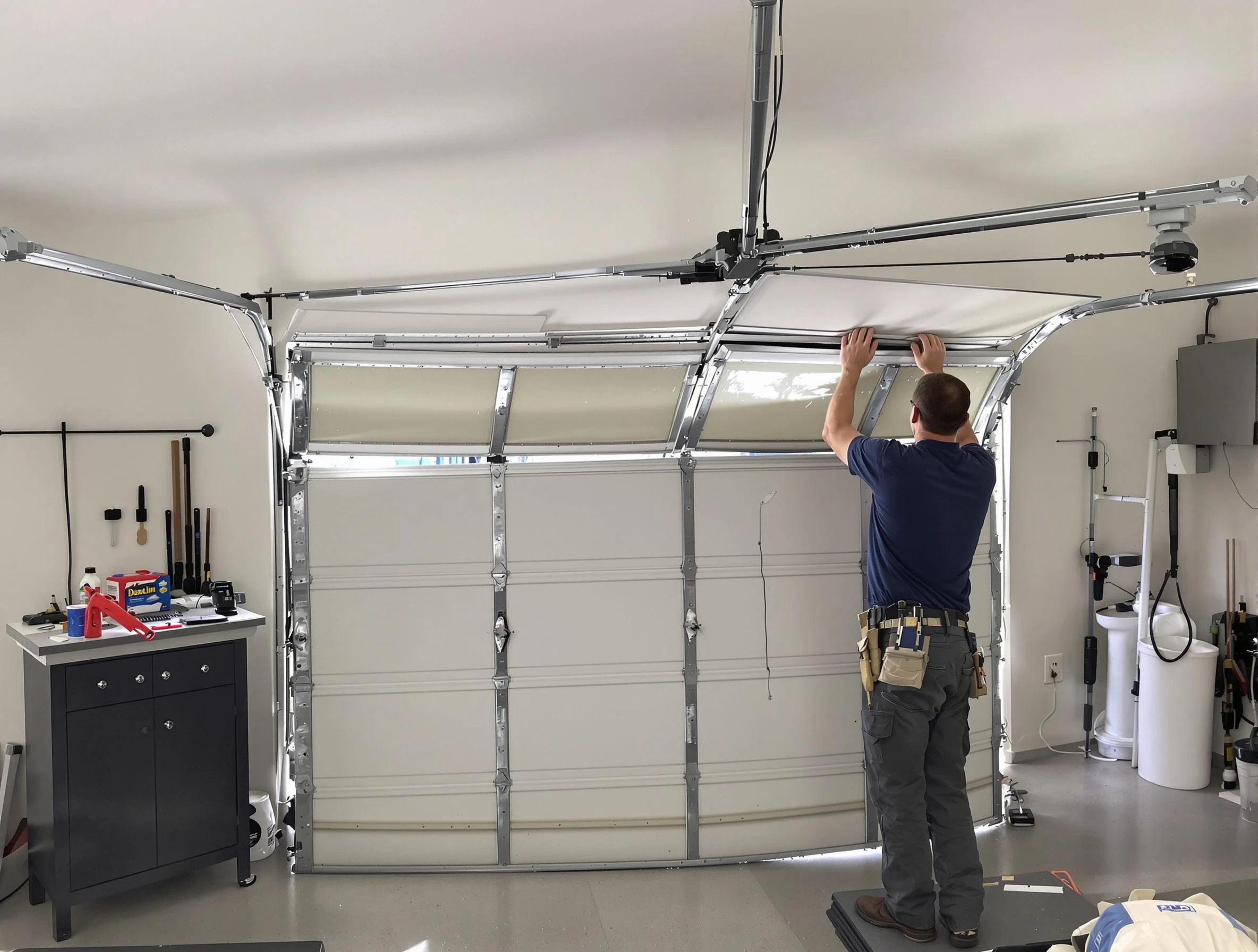Conley Garage Door Repair specialist performing precise section replacement on Conley garage door