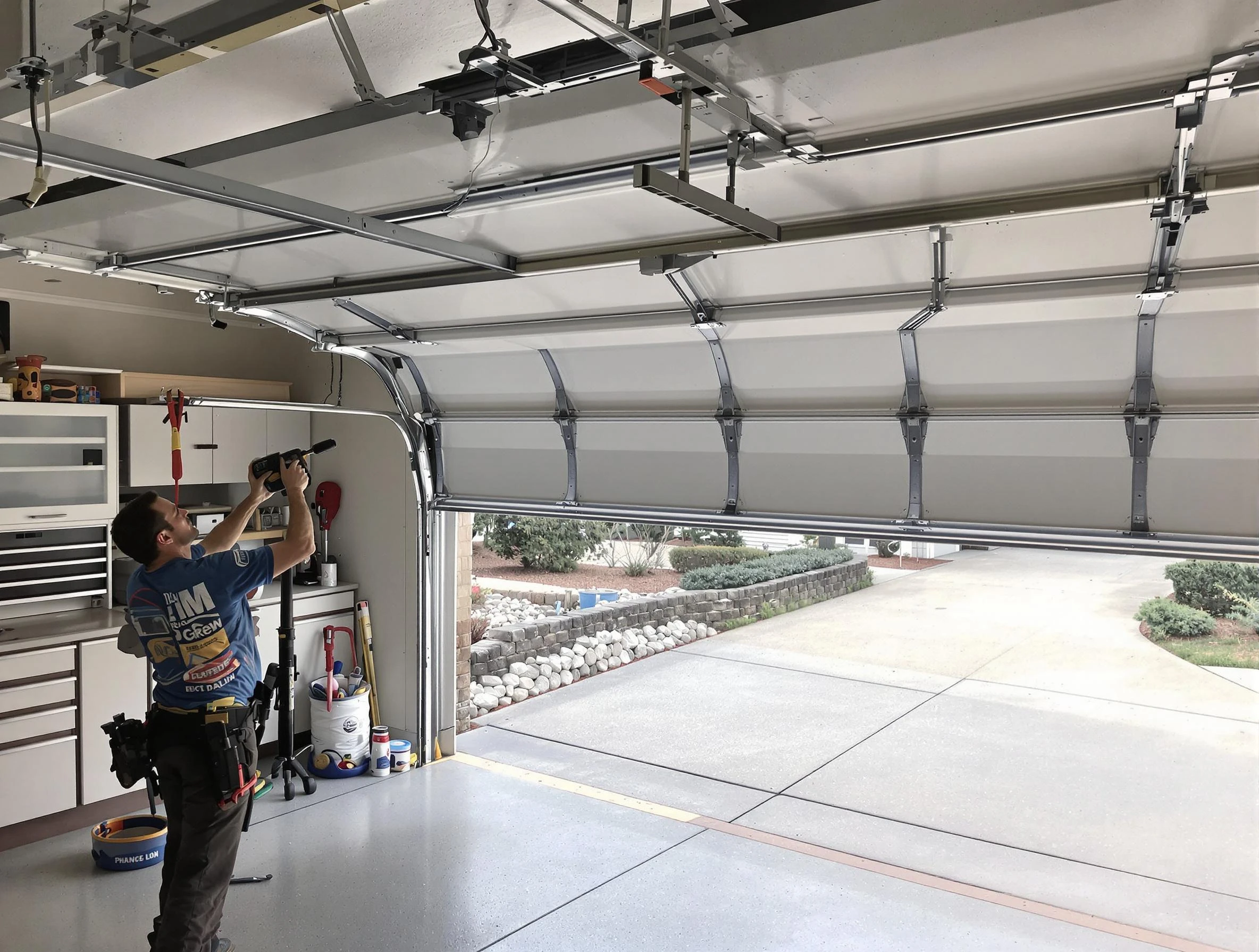 Garage door track repair service by Conley Garage Door Repair in Conley